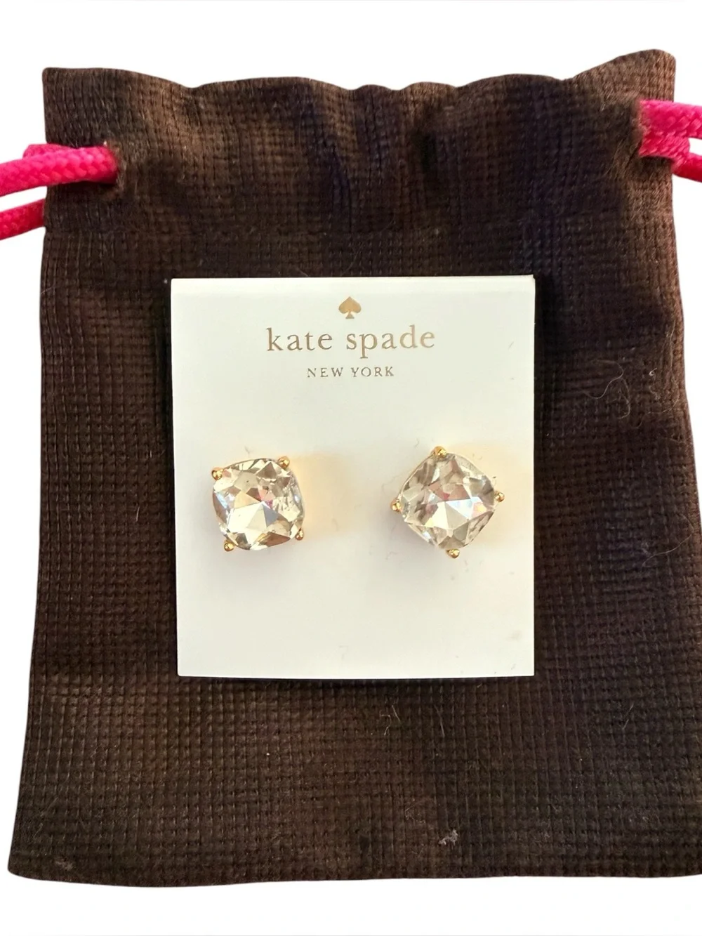 Kate Spade New York Small Square Crystal Stud Earrings Gold